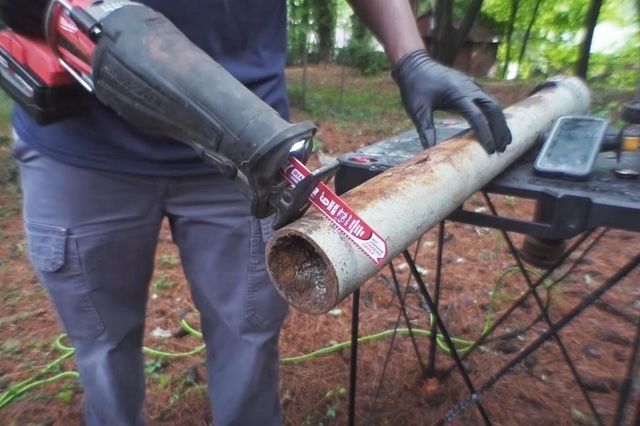 Cutting through cast iron shop pipe